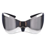 Y2k Futuristic Silver Mirror Sunglasses for Men Women Oversized Wrap Around Shield Fashion Superhero Chic Sun Glasses