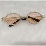 2023 Retro Small Round Sunglasses Women Retro Sun glasses Men Clear Pink Pearl Diamond sunglasses