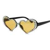 Fashion Heart shape Women Luxury Rhinestone Decoration Cat Eye Clear Sunglasses