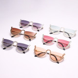 Trend 2022 Custom Logo supplier sunglasses Half Frame Bling Sun glasses For Women