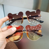 Cartoon Children Colorful Cute Sunglasses 2022 New Cat Ears Boys Girls Sunglasses Rimless Kids Sun Glasses