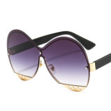 Lmamba Rimless Round Sunglasses Women Men Luxury Brand Designer Oversized  Big Frames Retro Classic Sun Glasses