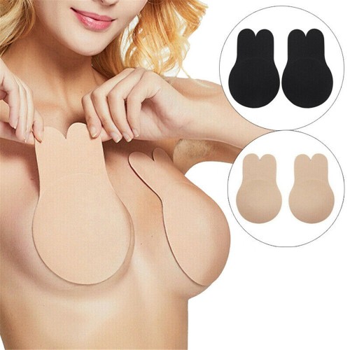 High Quality Hot Sale Women Push Up Strapless Rabbit Ear Shape Invisible Silicone Bra Nipple Cover Silicone Nipple Covers