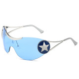 2023 Steampunk One Piece Sunglasses New Y2k Sport Sun Glasses Women Punk Five-pointed Star Shades Eyewear Female UV400