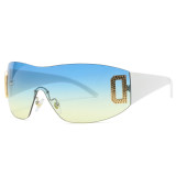 Luxury oversized Rimless Sunglasses Women Punk One Piece y2k Sun Glasses Ladies 2023 Lentes UV400 CE Shades Eyewear Gafas De Sol