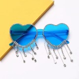 New Fashion  Diamond Fringe Heart Party Glasses Fancy Diamond Sunglasses Candy Color Accessories For Girl Party