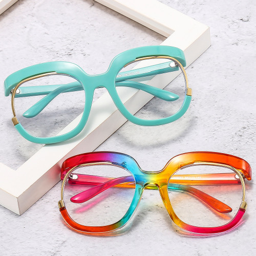 9051 Fashion Oversized Round Optical Eyeglasses Frame Women Blue Light Blocking Glasses Trendy Glasses Frame