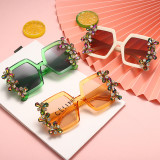 GUVIVI Sunglass New polygonal personality sunglasses cross-border colorful rhinestone glasses trend men and women sunglasses
