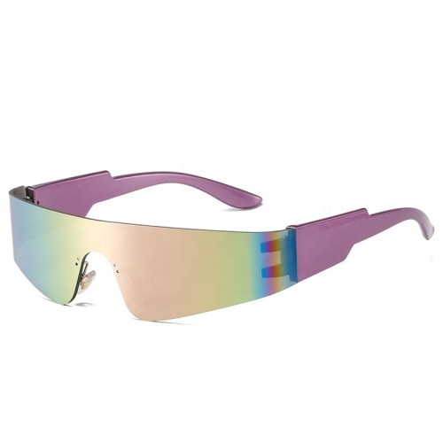Wholesale Y2K Men Rimless One Piece Lens Sunglasses Women Flat Top Mirror Shades Sunglasses 2022