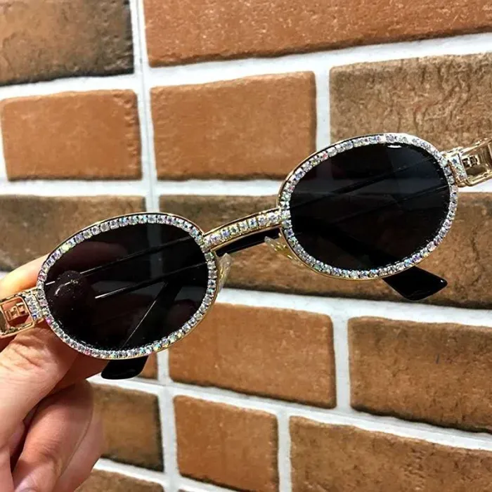 2023 Retro Small Round Sunglasses Women Retro Sun glasses Men Clear Pink Pearl Diamond sunglasses