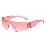 Wholesale Y2K Men Rimless One Piece Lens Sunglasses Women Flat Top Mirror Shades Sunglasses 2022