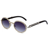 Vintage steampunk sun glasses shades round metal sunglasses Rhinestone sun glass for man