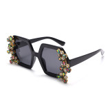 GUVIVI Sunglass New polygonal personality sunglasses cross-border colorful rhinestone glasses trend men and women sunglasses