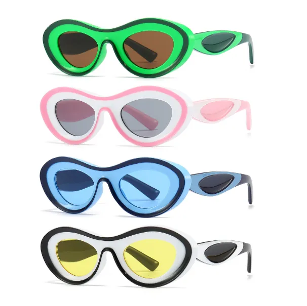 Popular Trendy Cat Shapes Ins Sunglasses Retro Oval Sunglasses Wrap Around Sun Glasses Shades Eyewear De Sol Oculos