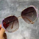 Women Vintage Rhinestone Oversized Square Shape Sun glasses special Manufacturing Sunglasses