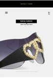 Vintage One Piece Y2K Heart Sunglasses Women New Brand Design Rimless Punk Sport Sun Glasses Men Hip Hop Shades