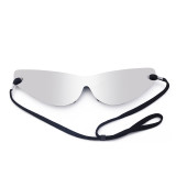 Custom Brand Designer Oversized Wrap Around Sun Glasses Windproof Silver Mirrored rimless One Piece Y2k Sunglasses gafas de sol