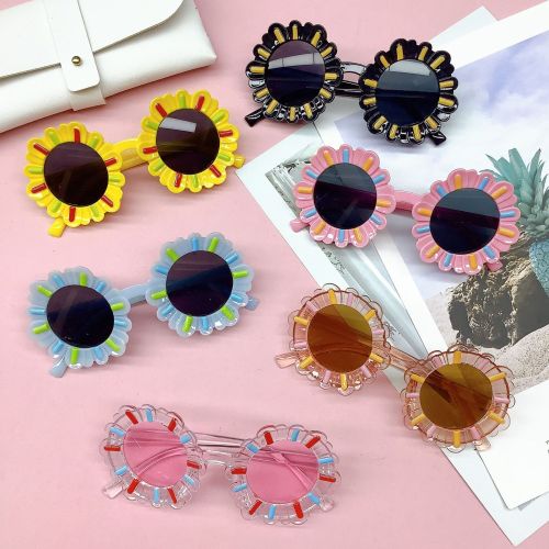 B3219 Retro fashion children's sunglasses Round flower shape travel UV400 sunglasses cute glasses Outdoor Beach Girl Boy Gift