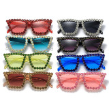 Oversized Women Sunglasses Big Frame Diamond Shining Rhinestone Inside Outdoor Gafas De Sol Eyeglasses Frame