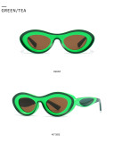 Popular Trendy Cat Shapes Ins Sunglasses Retro Oval Sunglasses Wrap Around Sun Glasses Shades Eyewear De Sol Oculos