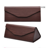 2022 Wholesale Price PU Portable folding Triangular Cases handmade leather custom logo print foldable sunglasses case packaging