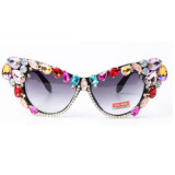 Luxury Personality Trend Diamond Sunglasses Crystal Bling Sunglasses Lady Multi Color Rhinestones Cat Eye Sunglasses