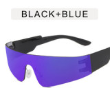 UNOC One-piece Rimless Futuristic Sunglasses Female Punk Y2K Sports Sunglasses Colorful Fashion Cycling Glasses Male
