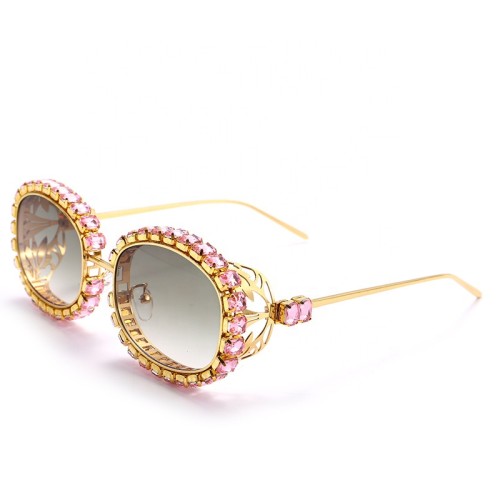 Fashion trendy high quality shiny rhinestone diamond women sun glasses luxury steampunk oval metal frame sunglasses