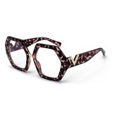 Black Leopard Polygon Anti-blue Light Eyeglasses For Women Vintage Oversized Clear Computer Elegant Glasses Frame Female