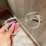 2023 Trending Bling diamond Vintage Rimless Rhinestone Sunglasses Women Men Retro Cutting Lens Gradient Sun Glasses Female UV400