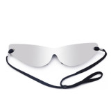 Custom Brand Designer Oversized Wrap Around Sun Glasses Windproof Silver Mirrored rimless One Piece Y2k Sunglasses gafas de sol