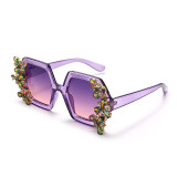 GUVIVI Sunglass New polygonal personality sunglasses cross-border colorful rhinestone glasses trend men and women sunglasses