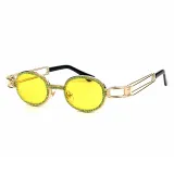 2023 Retro Small Round Sunglasses Women Retro Sun glasses Men Clear Pink Pearl Diamond sunglasses