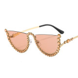 Trend 2022 Custom Logo supplier sunglasses Half Frame Bling Sun glasses For Women