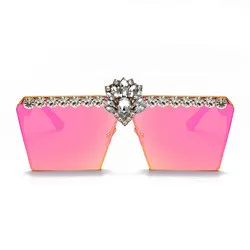 2023 New  Women's Colorful Fashion Square Frame sunglasses Trend Luxury diamond-encrusted Oversized Frame Sunglasses