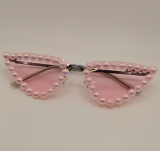 Luxury Fashion Punk Rimless Sun Glasses Women Futuristic Diamond Sunglasses Cat Eye With Pearl