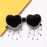 New Fashion  Diamond Fringe Heart Party Glasses Fancy Diamond Sunglasses Candy Color Accessories For Girl Party