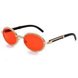 Vintage steampunk sun glasses shades round metal sunglasses Rhinestone sun glass for man