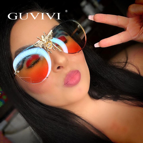 GUVIVI UV400 CE Bee The latest version of 2020 Women metal  Fashion sunglasses newests Design your own sunglasses