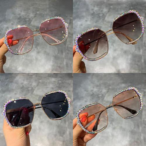 Women Vintage Rhinestone Oversized Square Shape Sun glasses special Manufacturing Sunglasses