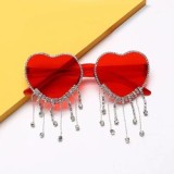 New Fashion  Diamond Fringe Heart Party Glasses Fancy Diamond Sunglasses Candy Color Accessories For Girl Party