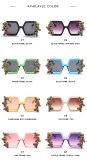 GUVIVI Sunglass New polygonal personality sunglasses cross-border colorful rhinestone glasses trend men and women sunglasses