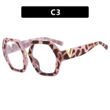 Black Leopard Polygon Anti-blue Light Eyeglasses For Women Vintage Oversized Clear Computer Elegant Glasses Frame Female