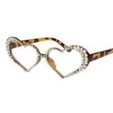 Fashion Heart shape Women Luxury Rhinestone Decoration Cat Eye Clear Sunglasses