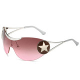 2023 Steampunk One Piece Sunglasses New Y2k Sport Sun Glasses Women Punk Five-pointed Star Shades Eyewear Female UV400