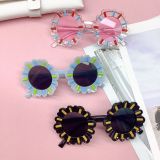 B3219 Retro fashion children's sunglasses Round flower shape travel UV400 sunglasses cute glasses Outdoor Beach Girl Boy Gift