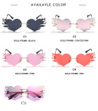 Unique design fashion party pink love&roses rimless heart sunglasses