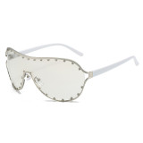 4547 Customize Logo Eyewear UV400 One Piece Lens Sun Glasses Big Frame Punk shades for women oversized sunglasses
