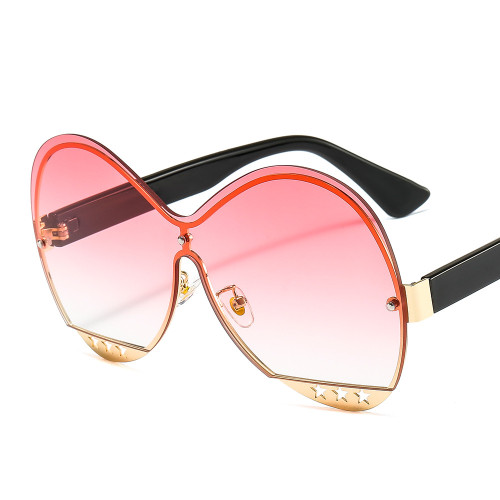Lmamba Rimless Round Sunglasses Women Men Luxury Brand Designer Oversized  Big Frames Retro Classic Sun Glasses