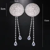 Super Glitter Rhinestone Crystal Nipple Sticker Bikini Sexy Body Accessories Chain Ladies Bra Jewelry Body Chain Chest Sticker